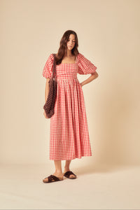 Red Gingham Nova Midi Dress