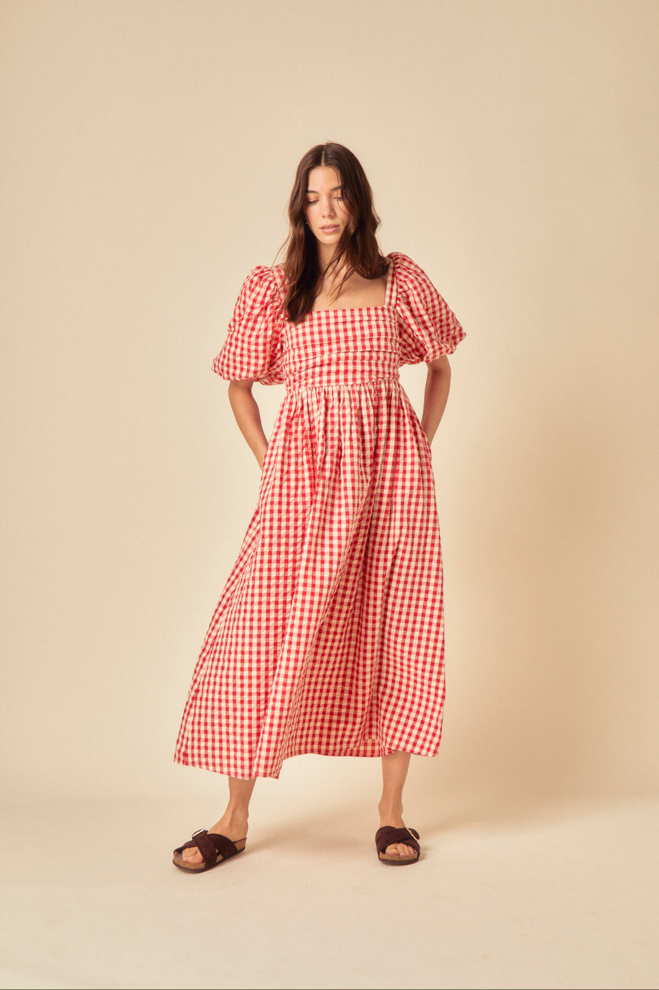 red and white smock dress Girls Red and White Cherry Check Smocked Dresses 2 3 4 5 6 8 10 12 Years Summer