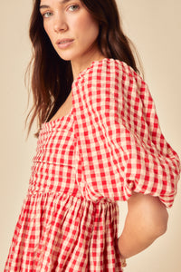 Red Gingham Nova Midi Dress