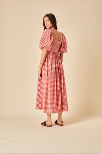 Red Gingham Nova Midi Dress