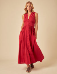 Red Sleeveless Starlight Midi Dress