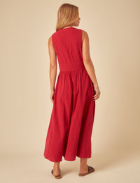 Red Sleeveless Starlight Midi Dress
