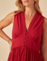 Red Sleeveless Starlight Midi Dress