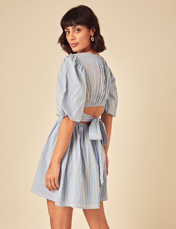 Blue Pintstripe Zelda Mini Dress