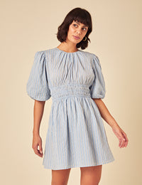 Blue Pintstripe Zelda Mini Dress