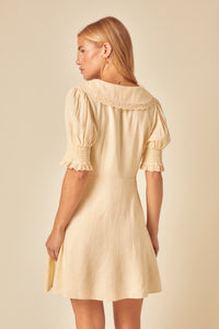 Butter Yellow Linen-blend Tie Front Louise Mini Dress