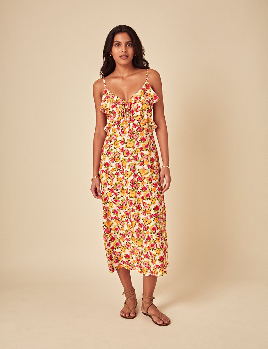 Yellow Floral Roe Midi Dress