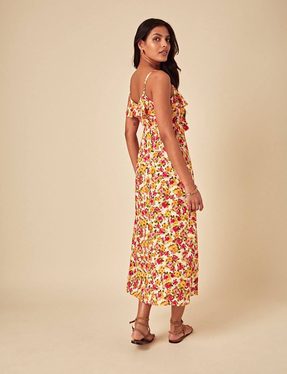 Yellow Floral Roe Midi Dress