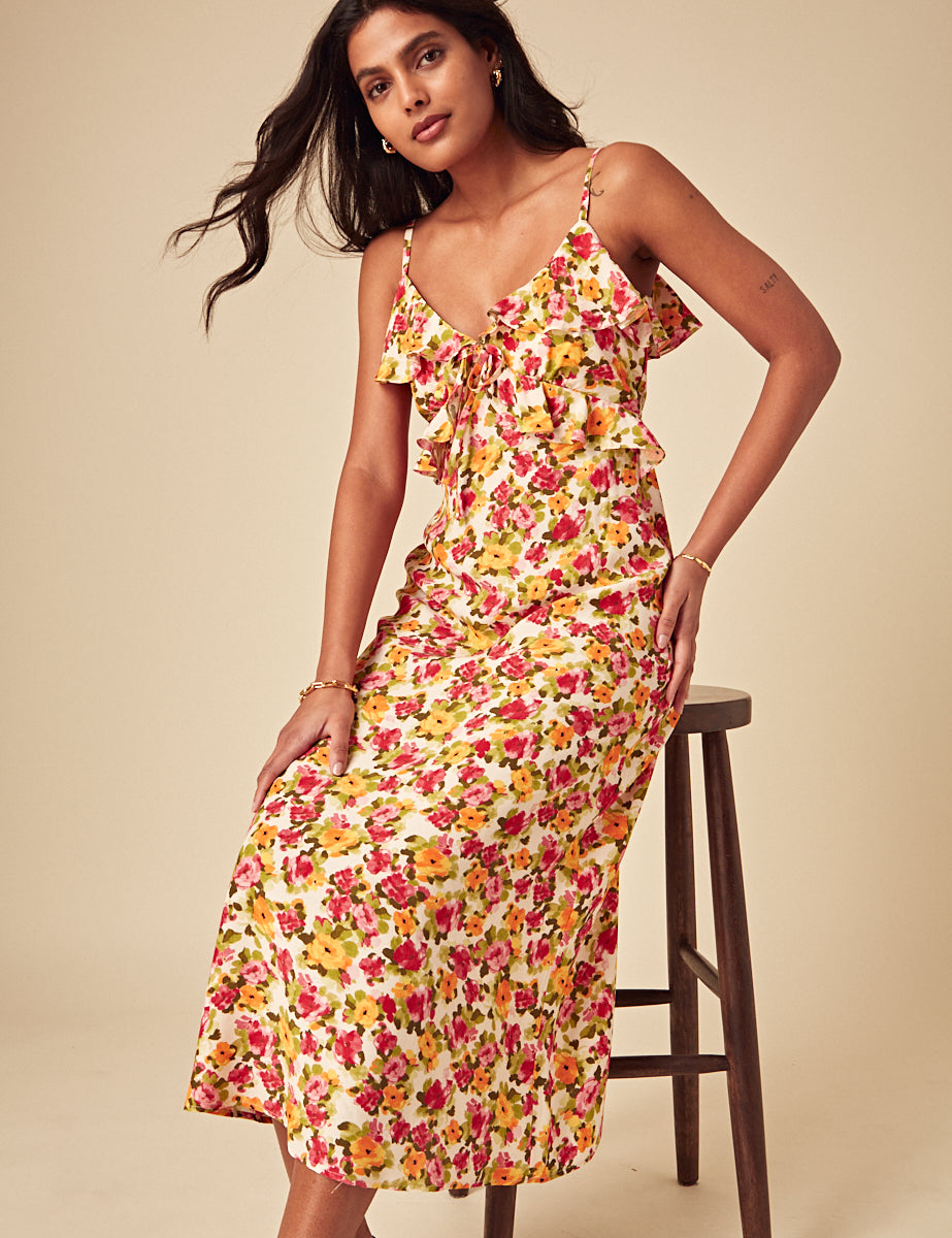 Yellow Floral Roe Midi Dress