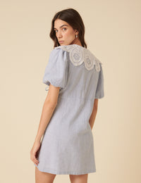 Blue Pinstripe Collar Bessie Mini Dress