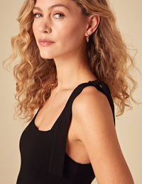 Black Tie Shoulder Adrian Midi Dress