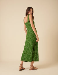 Green Polka Dot Adrian Midi Dress