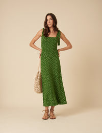 Green Polka Dot Adrian Midi Dress