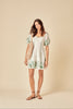 White Puff Sleeve Embroidered Beatrix Mini Dress