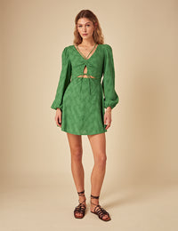 Green Broderie Anglaise Nicole Mini Dress