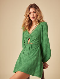 Green Broderie Anglaise Nicole Mini Dress