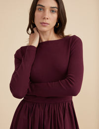 Berry Long Sleeve A-Line Penni Midi Dress