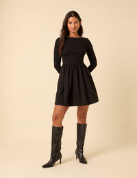 plain black long sleeve mini dress Lucy Black Long Sleeve Mini Dress - US 10