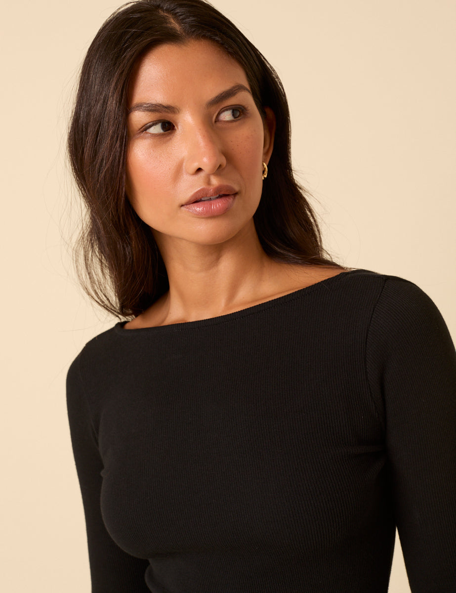 Black Long Sleeve A-Line Penni Mini Dress Black Long Sleeve A-Line Penni Mini Dress