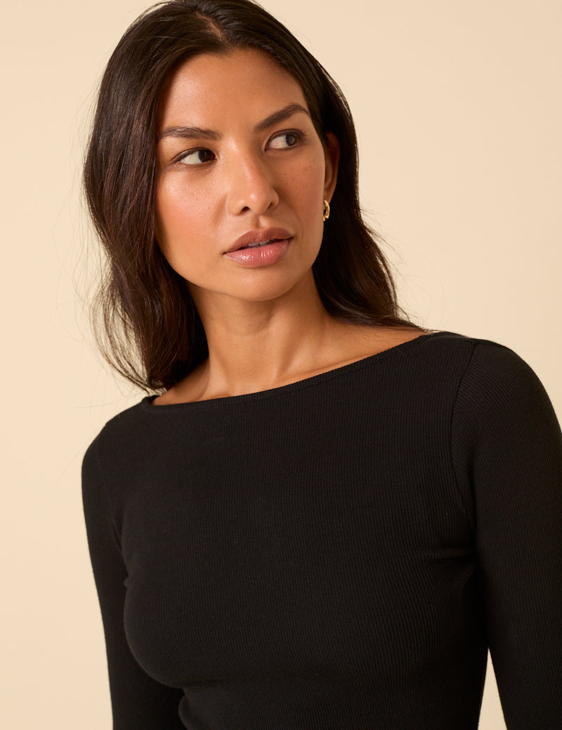 Black Long Sleeve A-Line Penni Mini Dress