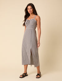Black Gingham Lucia Midi Dress