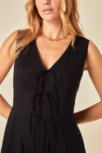 Black Tie Front Terra Midi Dress