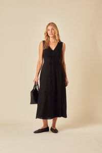 Black Tie Front Terra Midi Dress
