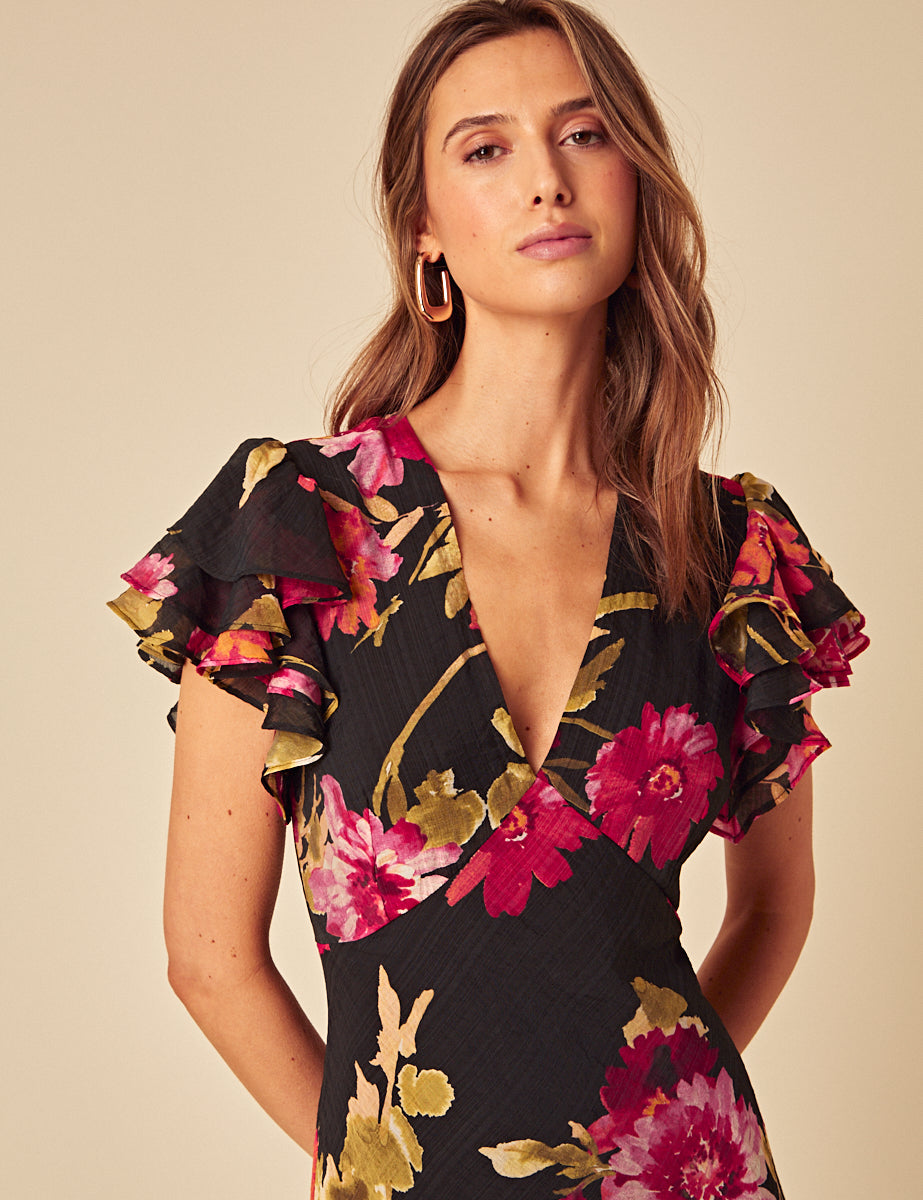 layla midi dress Layla Floral Midi Dress- Cream M