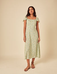 Elizabeth Scarlett Green Ditsy Elsie Midi Dress