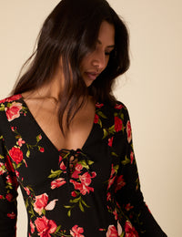 Poppy Delevingne Black Floral Willa Mini Dress