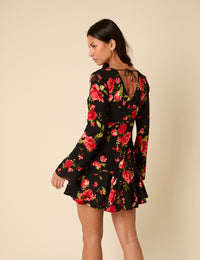 Poppy Delevingne Black Floral Willa Mini Dress