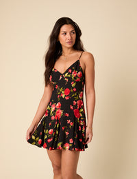 Poppy Delevingne Black Floral Cush Mini Dress