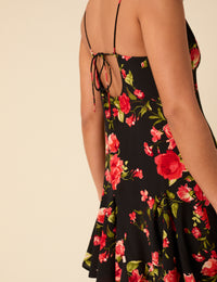 Poppy Delevingne Black Floral Cush Mini Dress