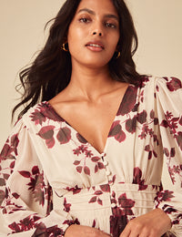 Cream Floral Anya Midi Dress