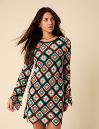 Poppy Delevingne Crochet Violet Mini Dress