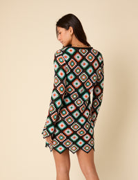 Poppy Delevingne Crochet Violet Mini Dress