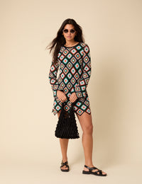 Poppy Delevingne Crochet Violet Mini Dress
