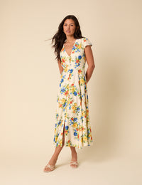 Cream Floral Avery Midi Dress