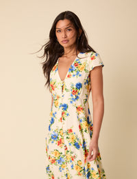 Cream Floral Avery Midi Dress