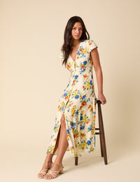 Cream Floral Avery Midi Dress
