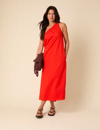 Red One Shoulder Swift Midi Dress