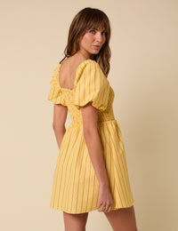 Yellow Pinstripe Tasmin Mini Dress