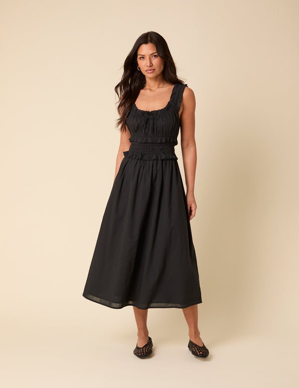 Black Sleeveless Ariel Midi Dress