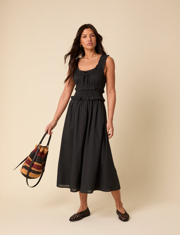 Black Sleeveless Ariel Midi Dress