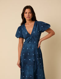 Navy Tie Dye Nia Midi Dress