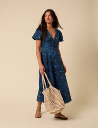 Navy Tie Dye Nia Midi Dress