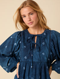 Blue Tie Dye Long Sleeve Mae Mini Dress