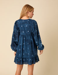 Blue Tie Dye Long Sleeve Mae Mini Dress