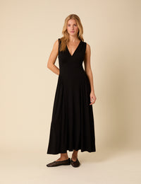 Black Jersey Starlight Midi Dress