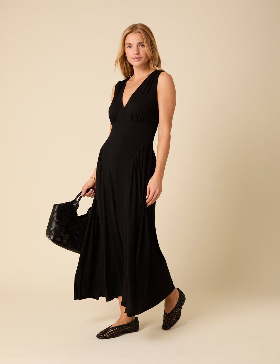 Black Jersey Starlight Midi Dress